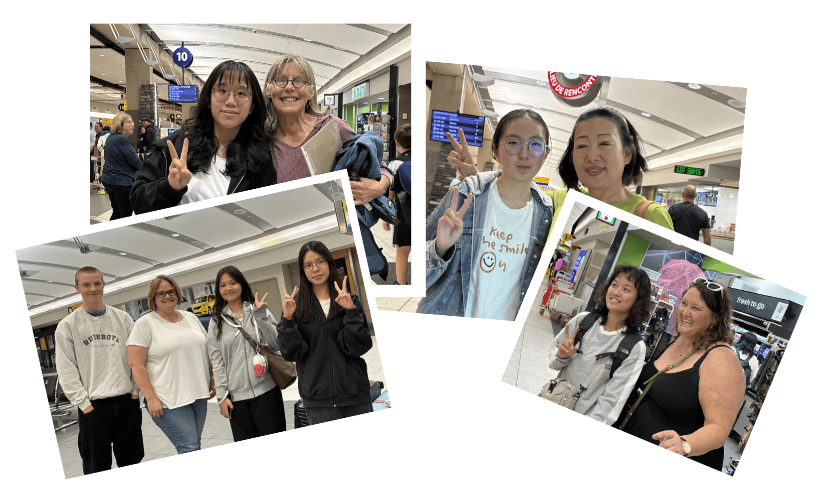 NCNU students arriving in Calgary and meeting their Canadian host families at the airport